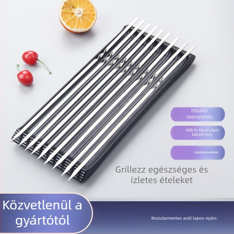 Személyre szabott extrán vastag rozsdamentes acél grillnyársak, kerek nyársak, bárány nyársak