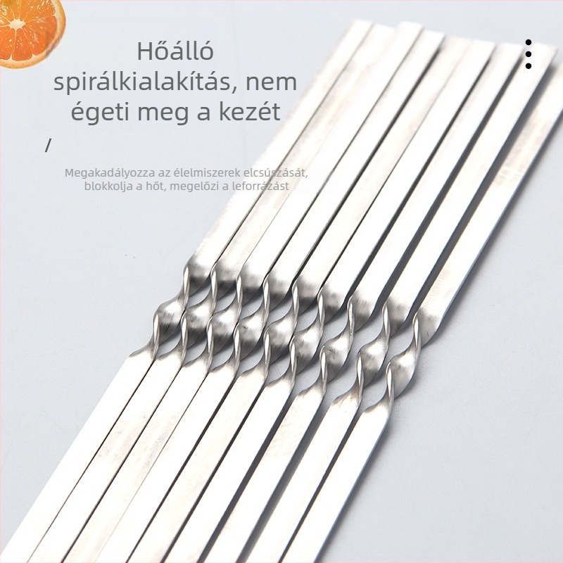 Személyre szabott extrán vastag rozsdamentes acél grillnyársak, kerek nyársak, bárány nyársak