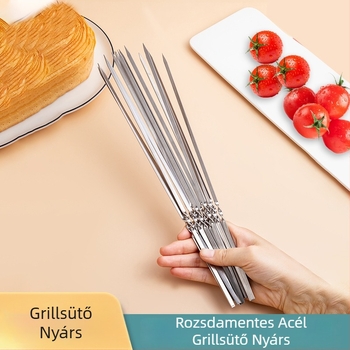 2,5 mm vastag rozsdamentes acél lapos és körny nyársak grillezéshez, bárány nyársak