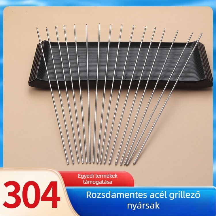 Egyedi 304 rozsdamentes acél vastag grillnyársak, kör és lapos kivitelben, bárányhoz és húsokhoz