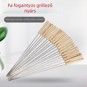 Fa nyelű rozsdamentes acél grillnyársak bárányhúshoz