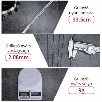 Rozsdamentes acél BBQ nyársak kerek heggyel, hús és csirke szárnyak grillhez