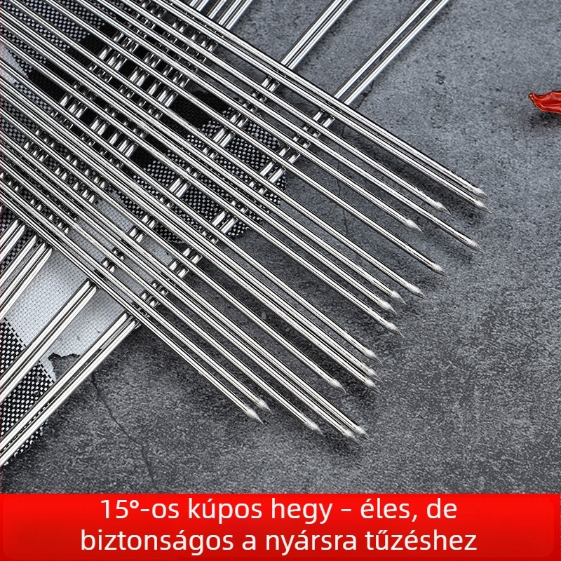 Rozsdamentes acél BBQ nyársak kerek heggyel, hús és csirke szárnyak grillhez