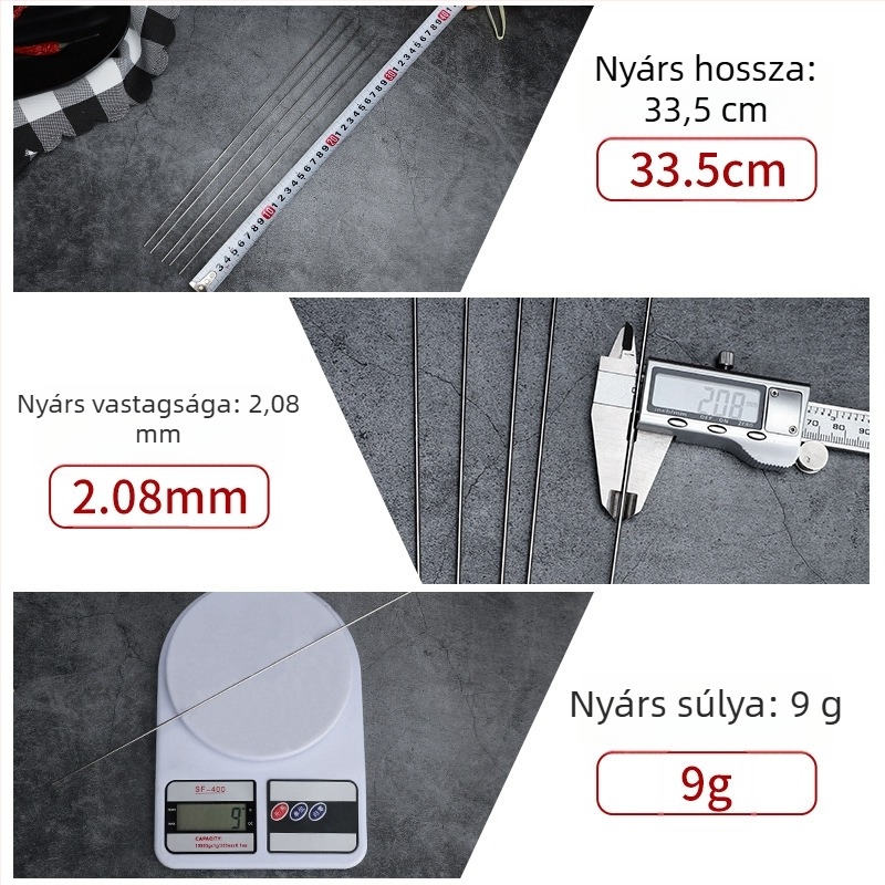 Rozsdamentes acél BBQ nyársak kerek heggyel, hús és csirke szárnyak grillhez