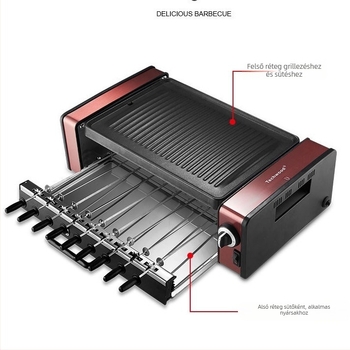Rozsdamentes acél automata forgónyárs elektromos grillsütőhöz