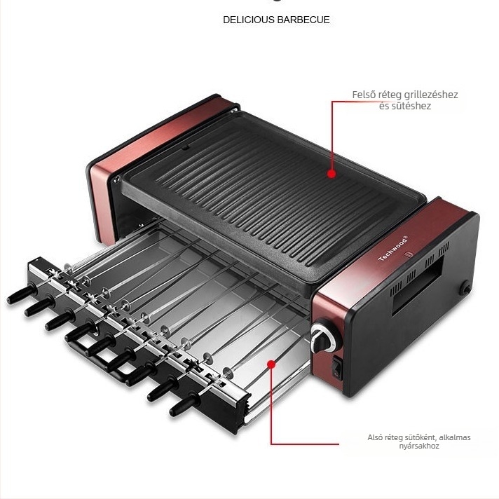 Rozsdamentes acél automata forgónyárs elektromos grillsütőhöz