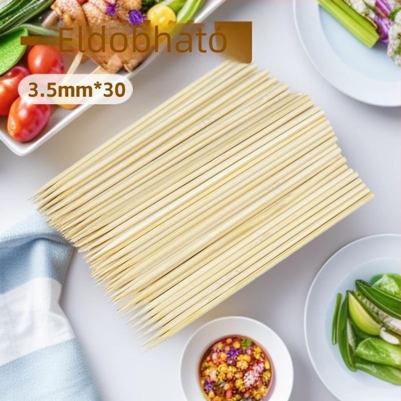 Egyszer használatos bambusznyárs grillsütéshez, 3,5 mm átmérőjű, 30 cm hosszú, karamellizált gyümölcsök nyársai