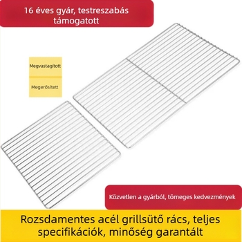 Rozsdamentes acél BBQ grillrács, vastagított téglalap alakú háló kültéri grillezéshez