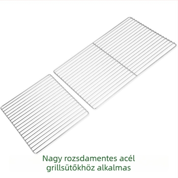 Rozsdamentes acél BBQ grillrács, vastagított téglalap alakú háló kültéri grillezéshez
