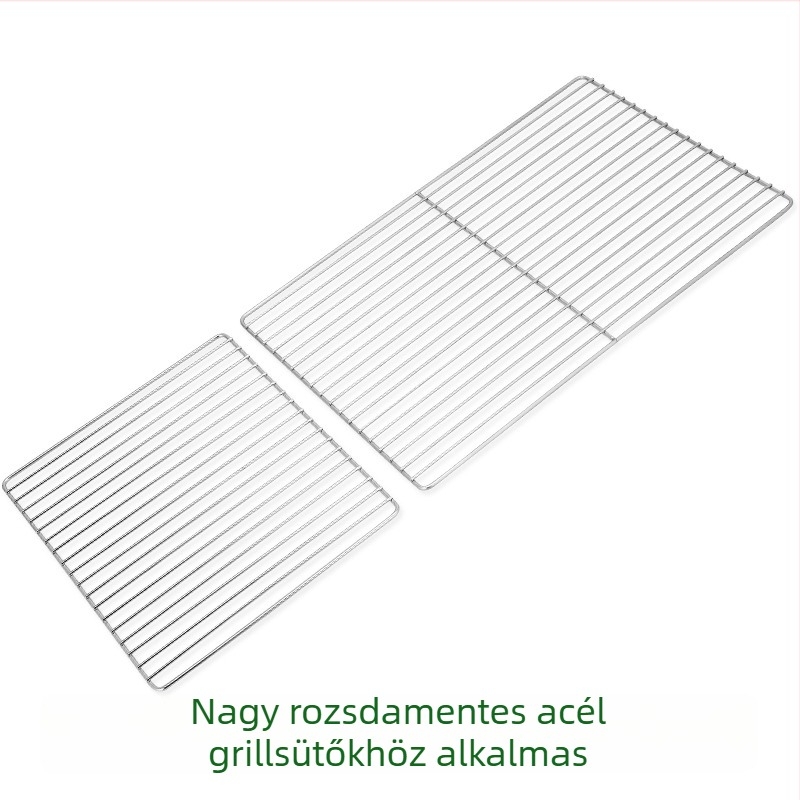 Rozsdamentes acél BBQ grillrács, vastagított téglalap alakú háló kültéri grillezéshez