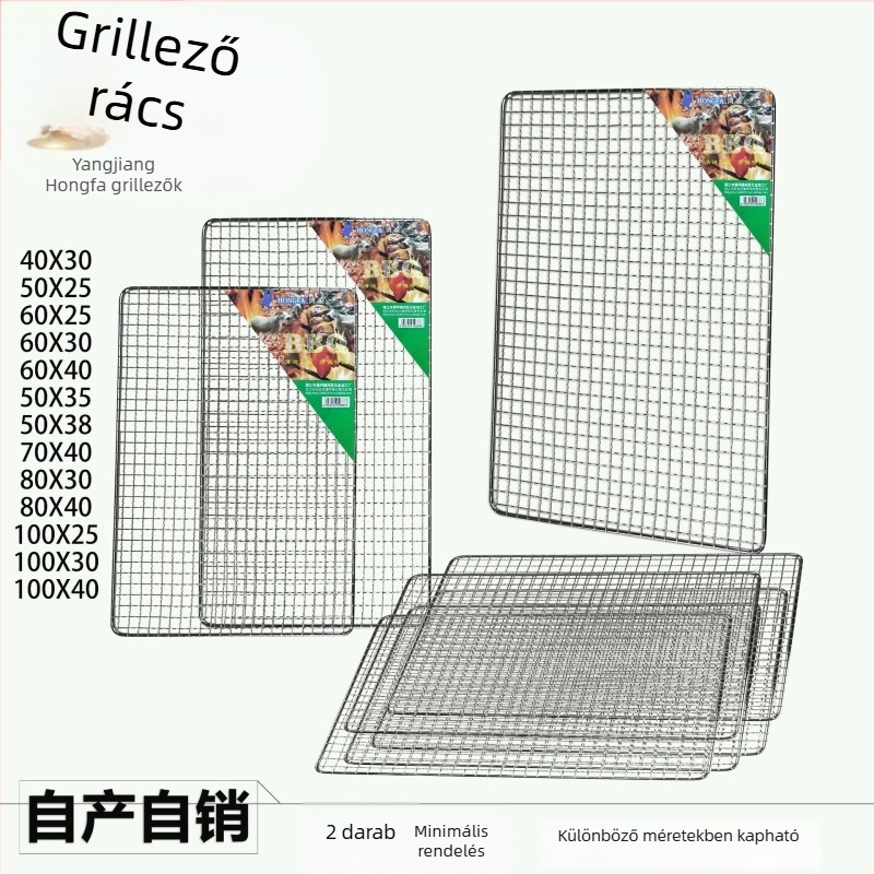 Egyszer használatos téglalap alakú grillsütő rács halakhoz, húsokhoz és zöldségekhez