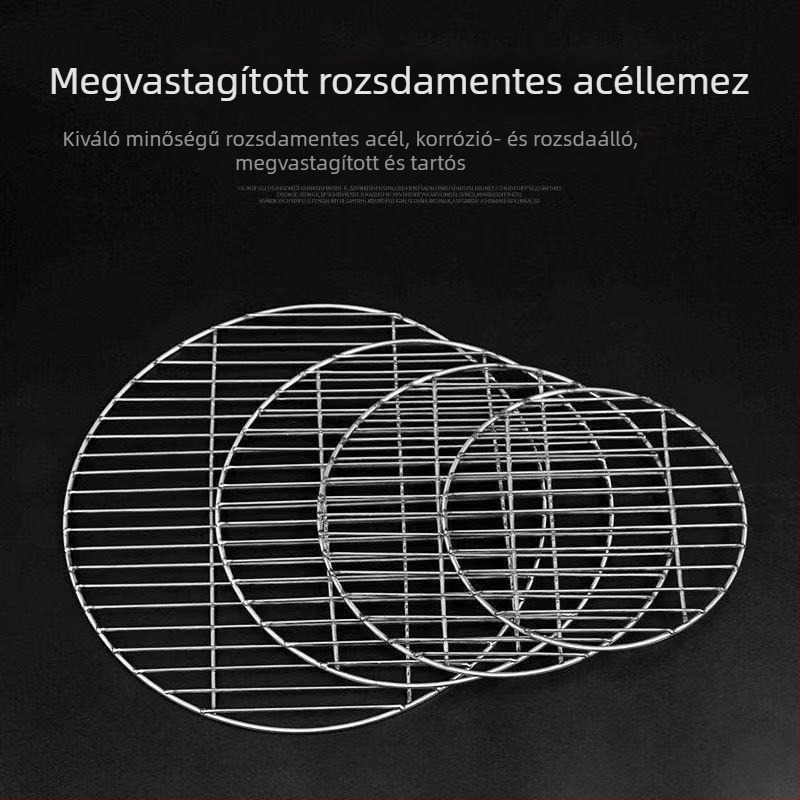 Kerek rozsdamentes acél grillrács – vastag, masszív kivitelű, grillezéshez, főtt és füstölt ételekhez