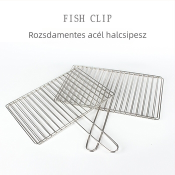 Vastagított rozsdamentes acél BBQ-klipszek készlet halakhoz, zöldségekhez és húsokhoz grillhálóval