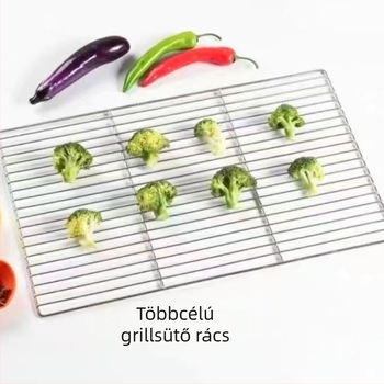 Rozsdamentes acél BBQ grillrács vastag rudakkal, hordozható összecsukható grillrács szabadtéri kempingezéshez