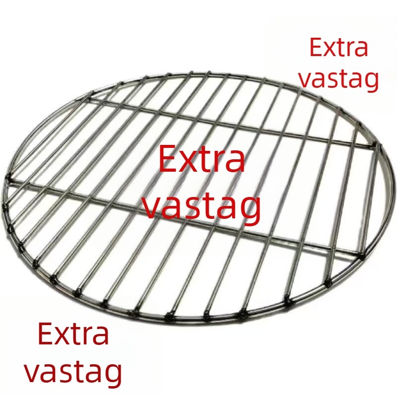 Kerek zománcozott grillsütőrács két füllel, hús füstölésére és préselésére, rozsdamentes acél