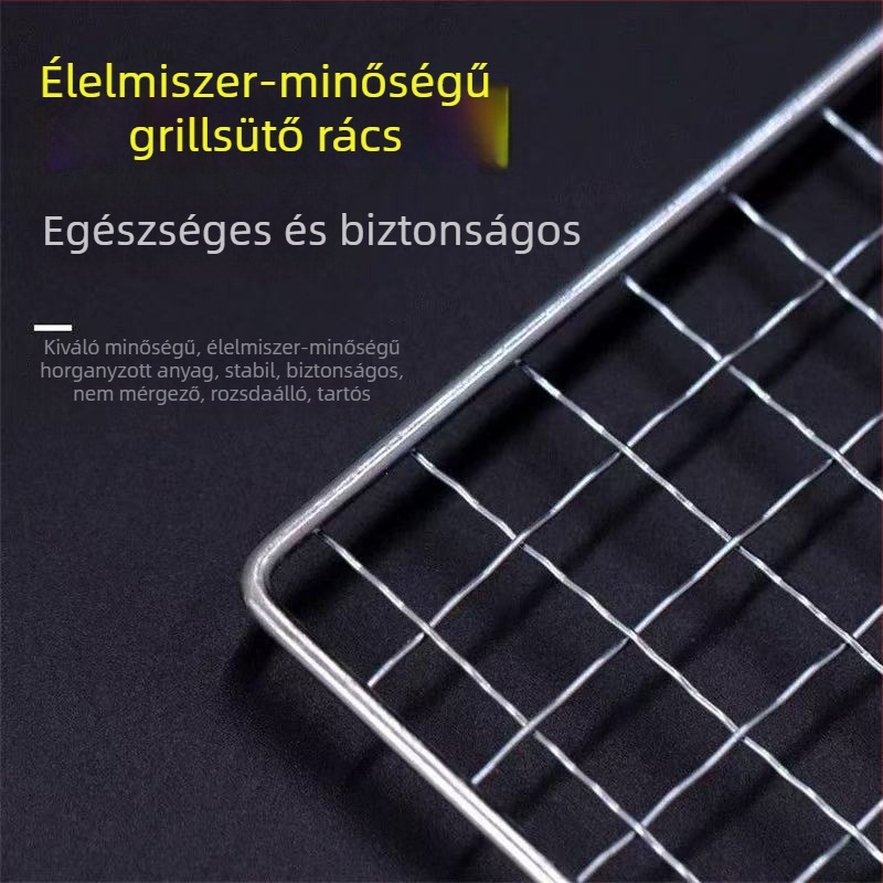 Tartós, élelmiszerbiztonságos téglalap alakú grillrács, multifunkcionális kemping grillsütő, hordozható