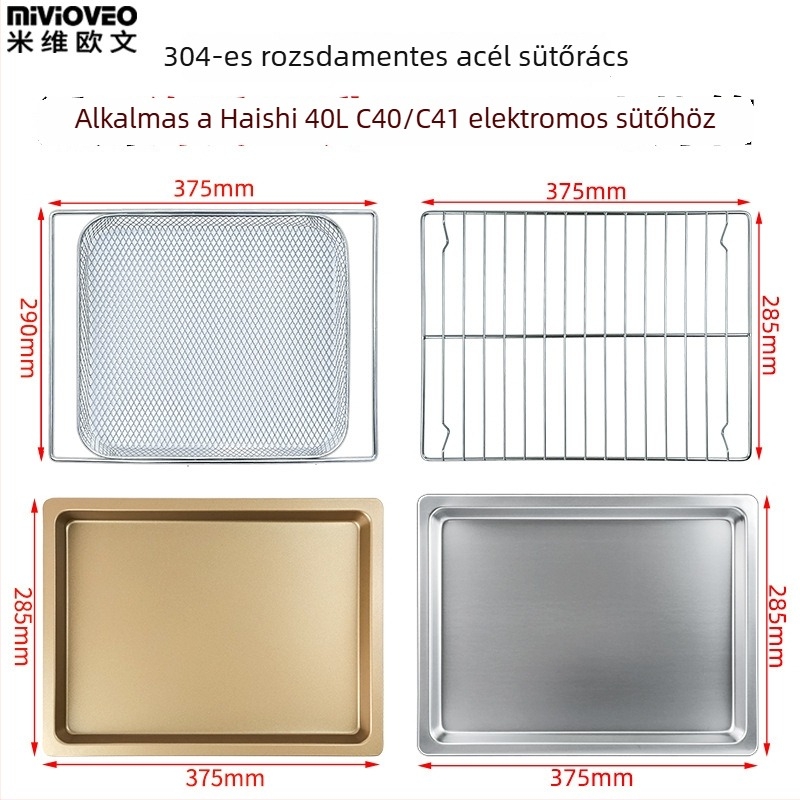 A5L tapadásmentes sütőedény, kompatibil a Hay's 40L-es elektromos sütőjével; C40C41 grillrács, rozsdamentes acél zománcozott tartó