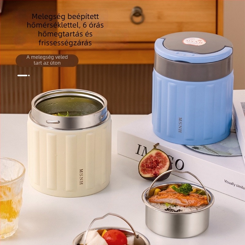 304 rozsdamentes acélból készült vákuum-izolált ebédes doboz, hordozható Bento doboz, 800–1000 ml, diákoknak és irodai dolgozóknak
