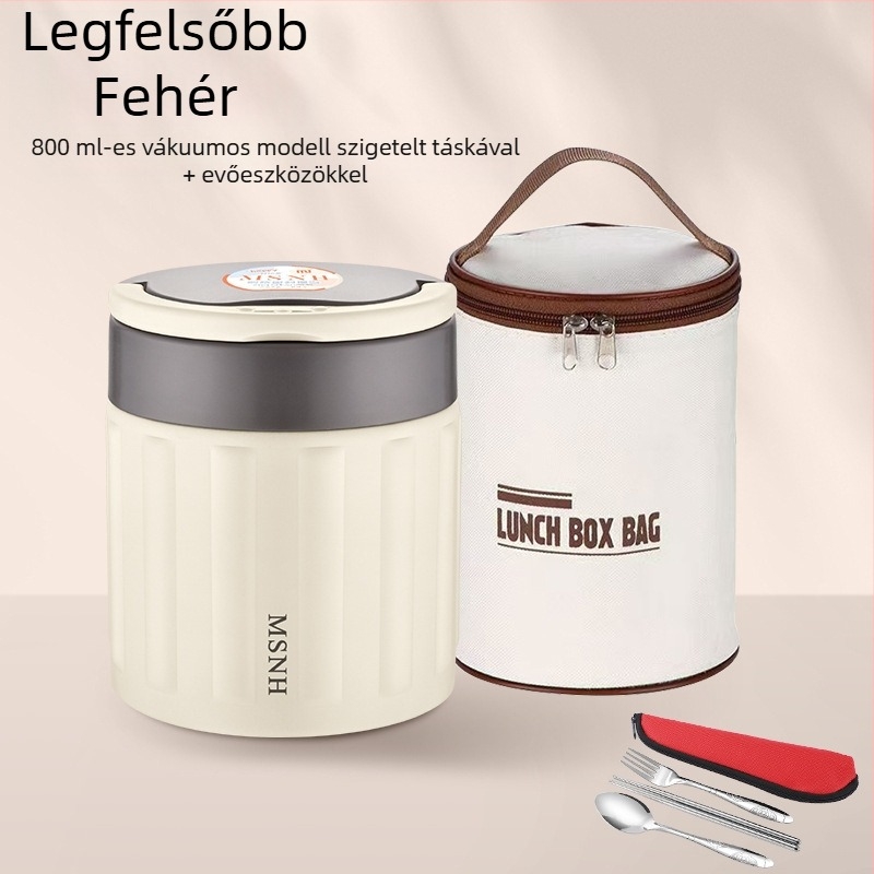304 rozsdamentes acélból készült vákuum-izolált ebédes doboz, hordozható Bento doboz, 800–1000 ml, diákoknak és irodai dolgozóknak