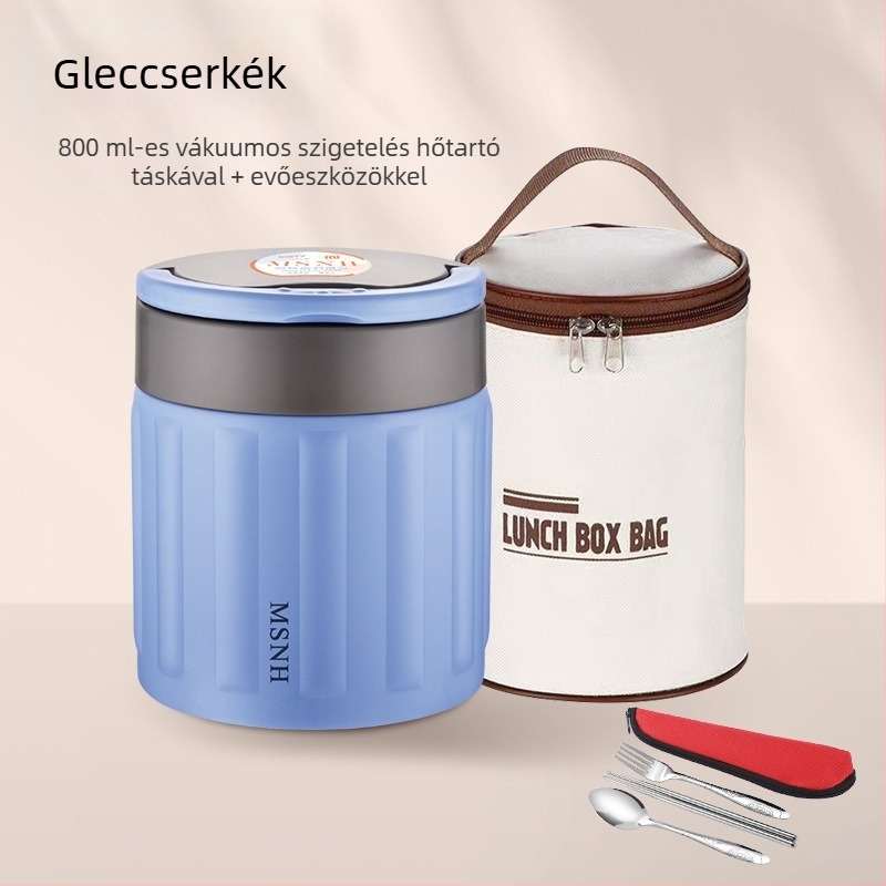 304 rozsdamentes acélból készült vákuum-izolált ebédes doboz, hordozható Bento doboz, 800–1000 ml, diákoknak és irodai dolgozóknak