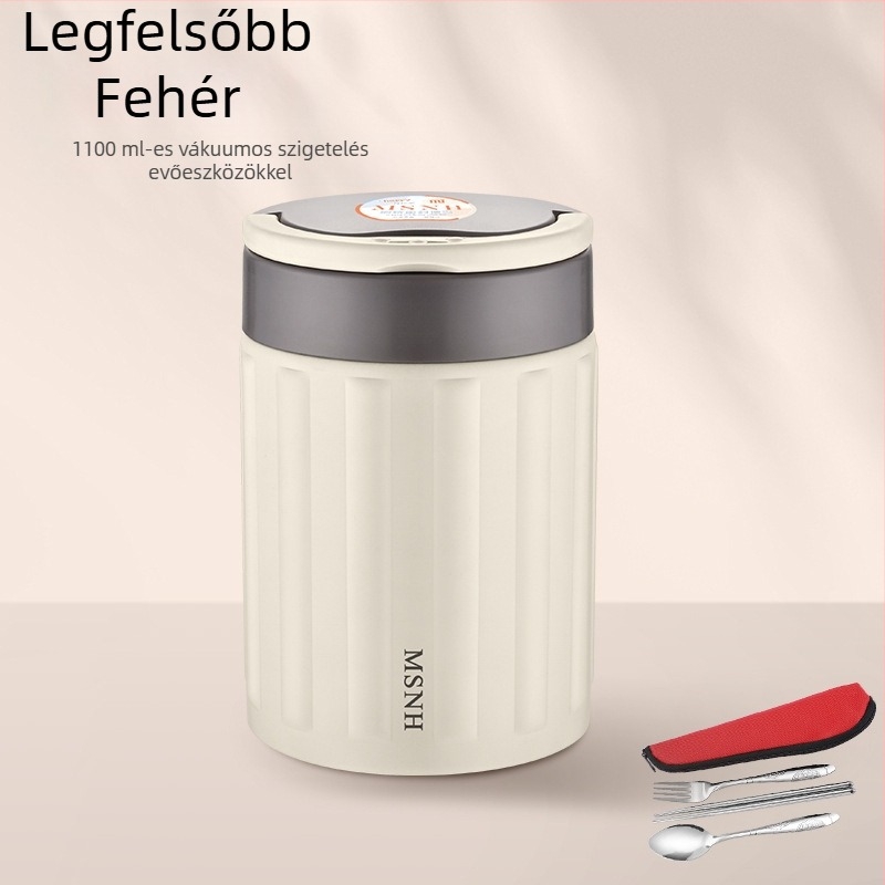 304 rozsdamentes acélból készült vákuum-izolált ebédes doboz, hordozható Bento doboz, 800–1000 ml, diákoknak és irodai dolgozóknak