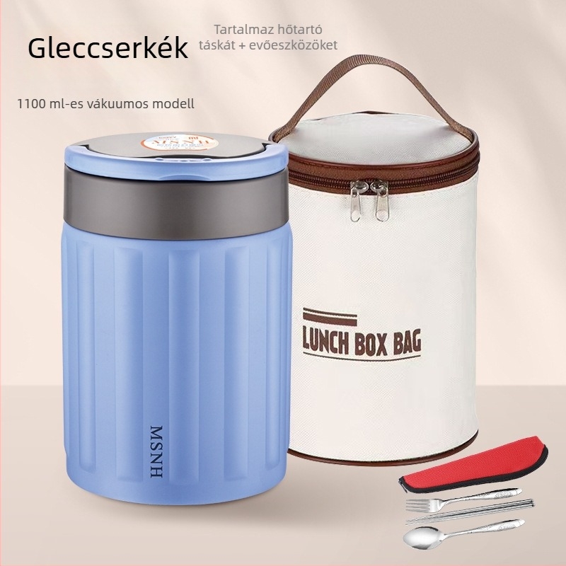 304 rozsdamentes acélból készült vákuum-izolált ebédes doboz, hordozható Bento doboz, 800–1000 ml, diákoknak és irodai dolgozóknak