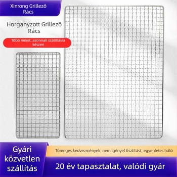 Egyszer használatos grillháló, kemping és piknikhez, nem igényel tisztítást, hordozható, négyzet alakú gravírozott háló