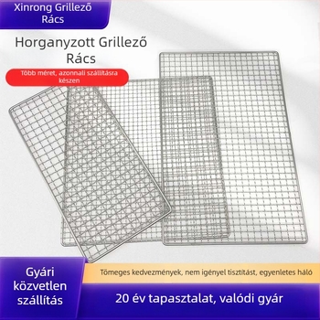 Egyszer használatos grillháló, kemping és piknikhez, nem igényel tisztítást, hordozható, négyzet alakú gravírozott háló