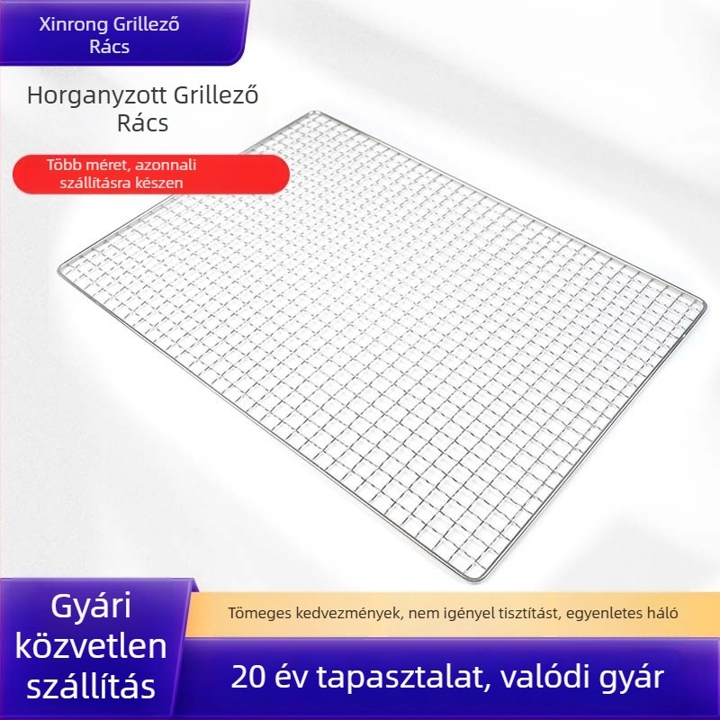 Egyszer használatos grillháló, kemping és piknikhez, nem igényel tisztítást, hordozható, négyzet alakú gravírozott háló