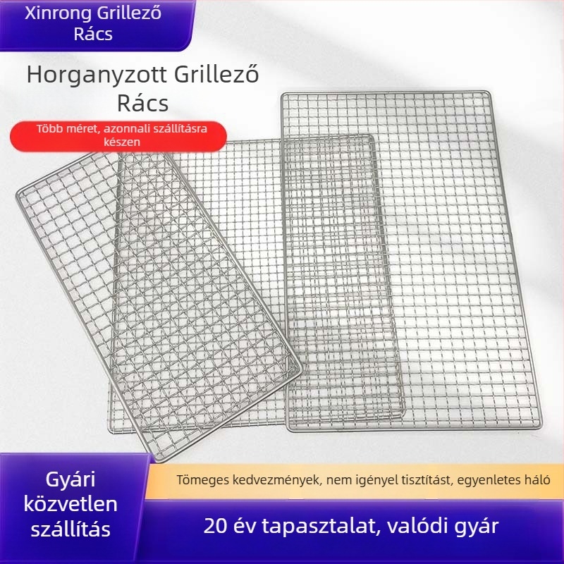 Egyszer használatos grillháló, kemping és piknikhez, nem igényel tisztítást, hordozható, négyzet alakú gravírozott háló