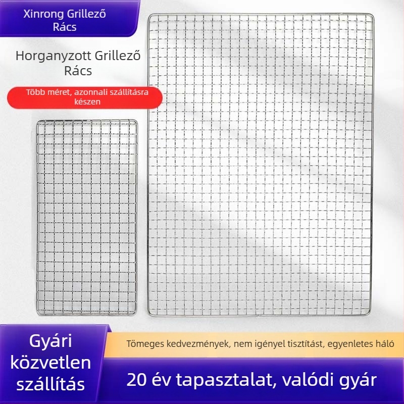 Egyszer használatos grillháló, kemping és piknikhez, nem igényel tisztítást, hordozható, négyzet alakú gravírozott háló