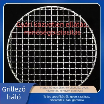 Prémium rozsdamentes acél grillrács, kör alakú, vastított Koreai stílusú grillsütő rács szénhez