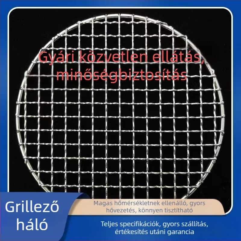 Prémium rozsdamentes acél grillrács, kör alakú, vastított Koreai stílusú grillsütő rács szénhez