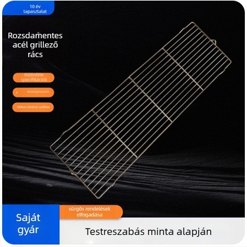 Rozsdamentes acél grillrács füllel, hús és hal sütéséhez, vastag és zsírelvezető háló