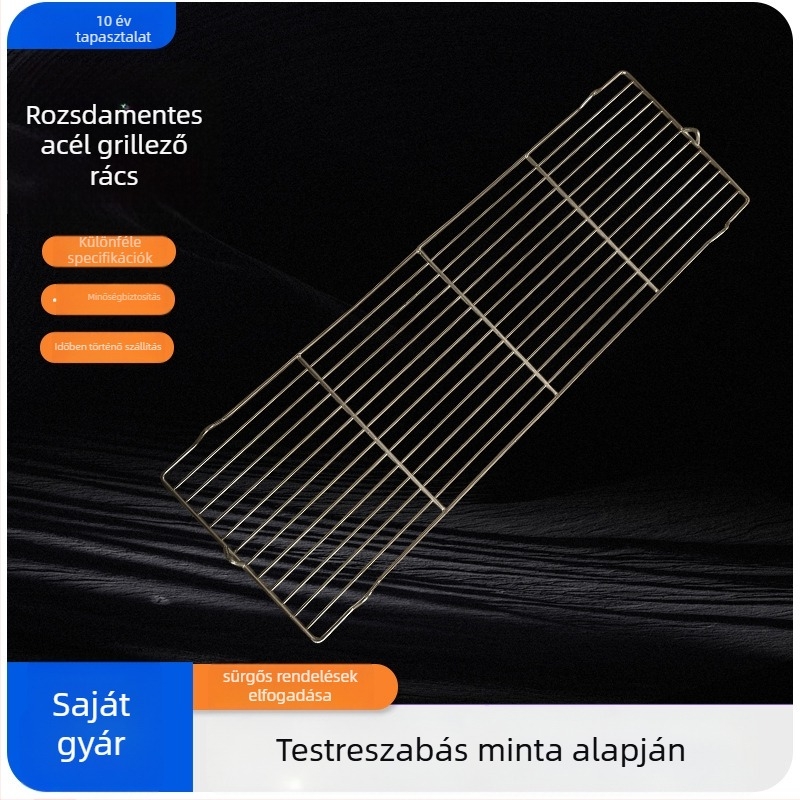 Rozsdamentes acél grillrács füllel, hús és hal sütéséhez, vastag és zsírelvezető háló