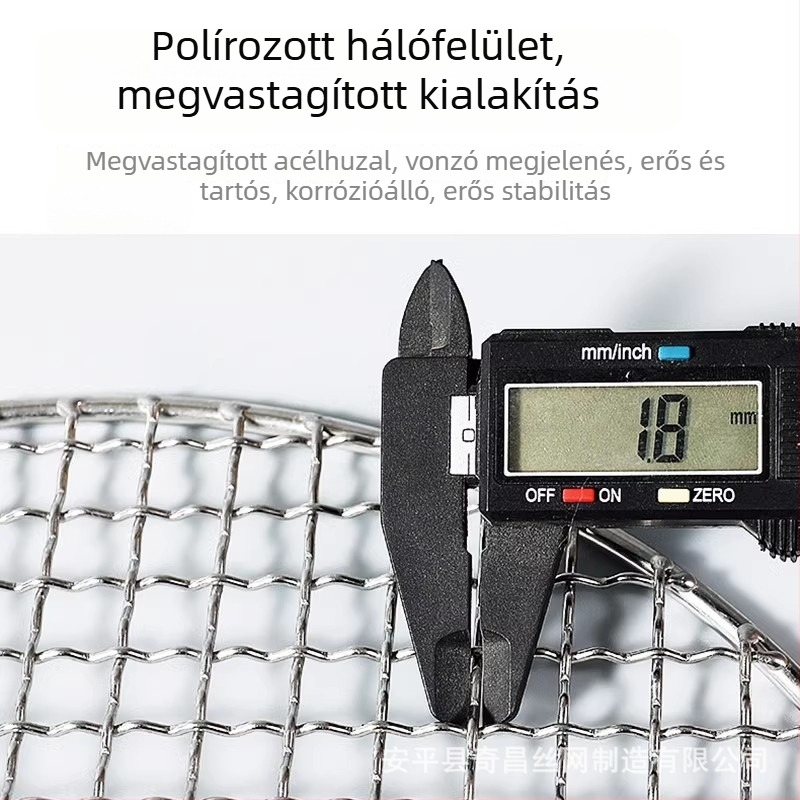 Kerek rozsdamentes acél grillháló vastagított éllel, szénhez való grillsütőhöz