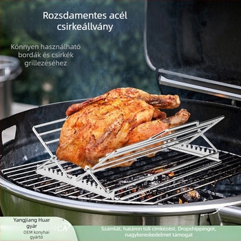 Állítható rozsdamentes acélból készült csirke sült rács, összecsukható sütő- és grillrács