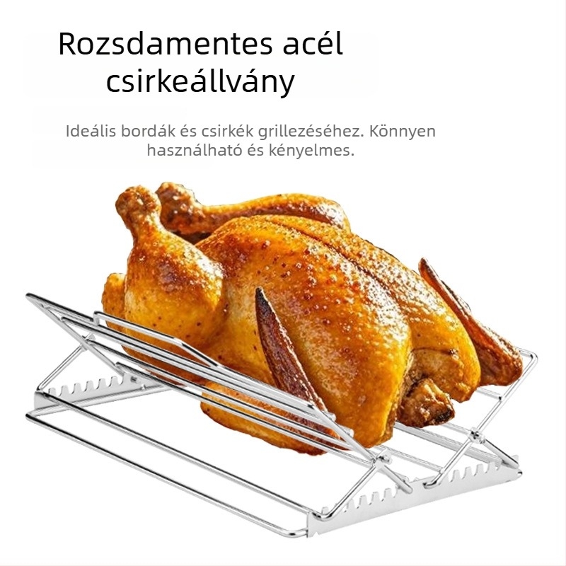 Állítható rozsdamentes acélból készült csirke sült rács, összecsukható sütő- és grillrács