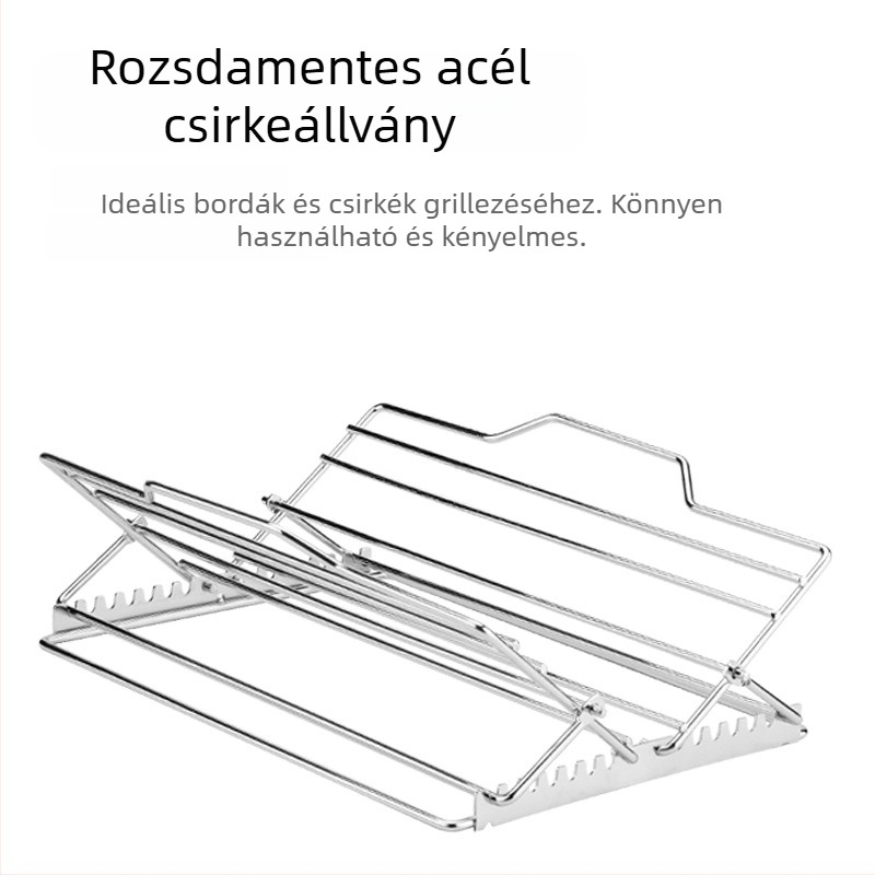 Állítható rozsdamentes acélból készült csirke sült rács, összecsukható sütő- és grillrács