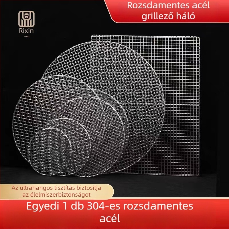 304 rozsdamentes acélból készült, vastag grillháló sütőhöz, nyomott négyzetes lyukakkal, élelmiszer-feldolgozásra