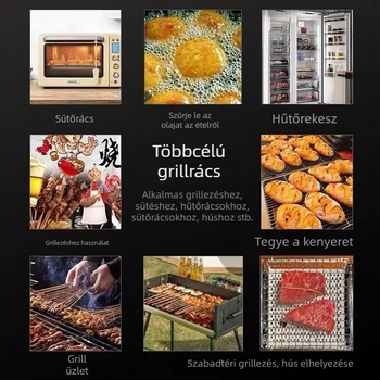 304 rozsdamentes acélból készült grillháló, téglalap alakú grillrács, otthoni és kereskedelmi használatra, vastagított grillkiegészítők
