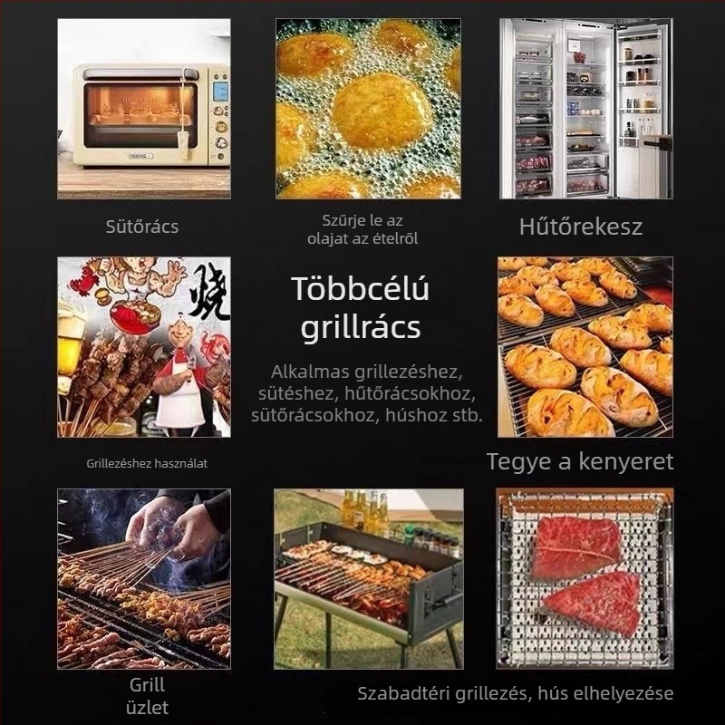 304 rozsdamentes acélból készült grillháló, téglalap alakú grillrács, otthoni és kereskedelmi használatra, vastagított grillkiegészítők