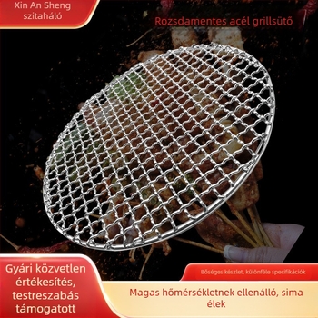 Rozsdamentes acél BBQ grillrács vastag hálóval, égési védelem, otthoni és kempingezéshez, grillsütő háló, vasból készült pároló háló