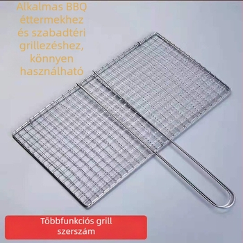 Rozsdamentes acél barbecue klipek halakhoz és zöldségekhez, kettős rétegű grillrács