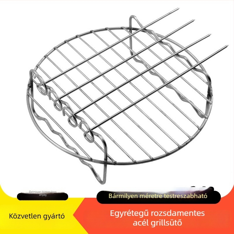 Egy rétegű kerek grillsütő rács 304-es rozsdamentes acélból, légsütőhöz, nyársakhoz, kör alakú deshidratáló és pároló állvány, testreszabható