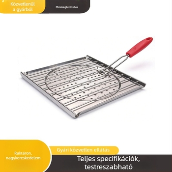 Összecsukható négyszögletes grillrács szabadban – rozsdamentes acél, tapadásmentes bevonat, többfunkciós grill eszköz húsokhoz és kolbászokhoz