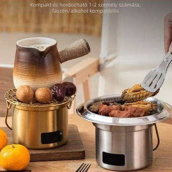 Mini hordozható szénfőző kültéren, rozsdamentes acél grill a tea főzéséhez, koreai stílusú barbecue.