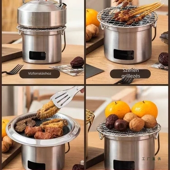 Mini hordozható szénfőző kültéren, rozsdamentes acél grill a tea főzéséhez, koreai stílusú barbecue.