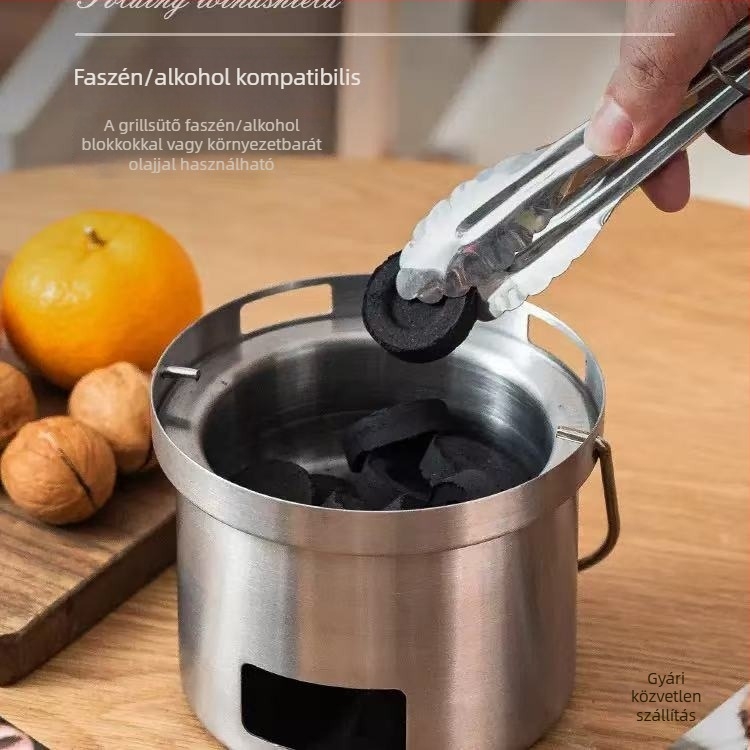Mini hordozható szénfőző kültéren, rozsdamentes acél grill a tea főzéséhez, koreai stílusú barbecue.