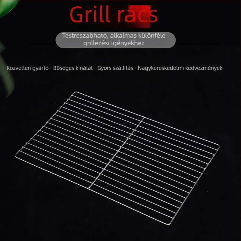 Rozsdamentes acél BBQ grill háló — lineáris grillrács sütőhöz és grillhez, csirkéhez